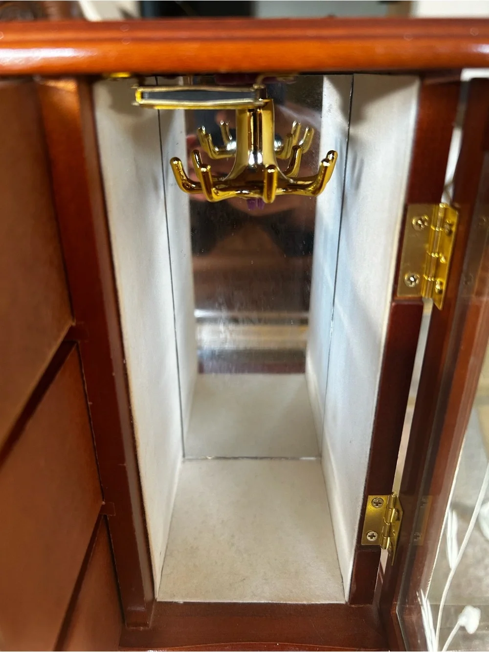 Vintage wooden jewelry box armoire Glass Doors & Drawers Organizer Armoire